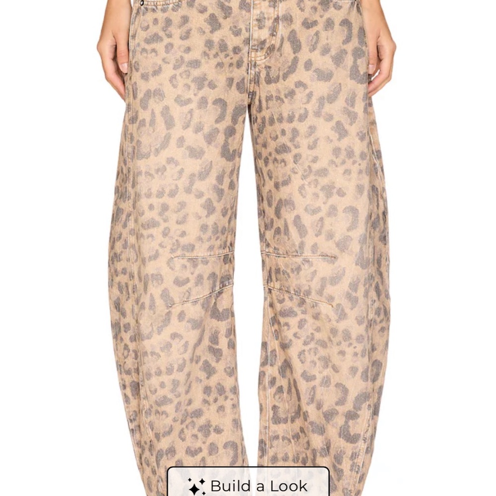 We The Free Good Luck Leopard Barrel Leg Jeans in Brown Sugar - Picture 6 of 10